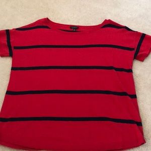 Talbots red and navy blue stripe tee